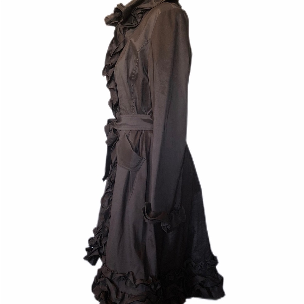 Dons Collection Ruffled Black Taffeta Coat - M - Picture 2 of 8